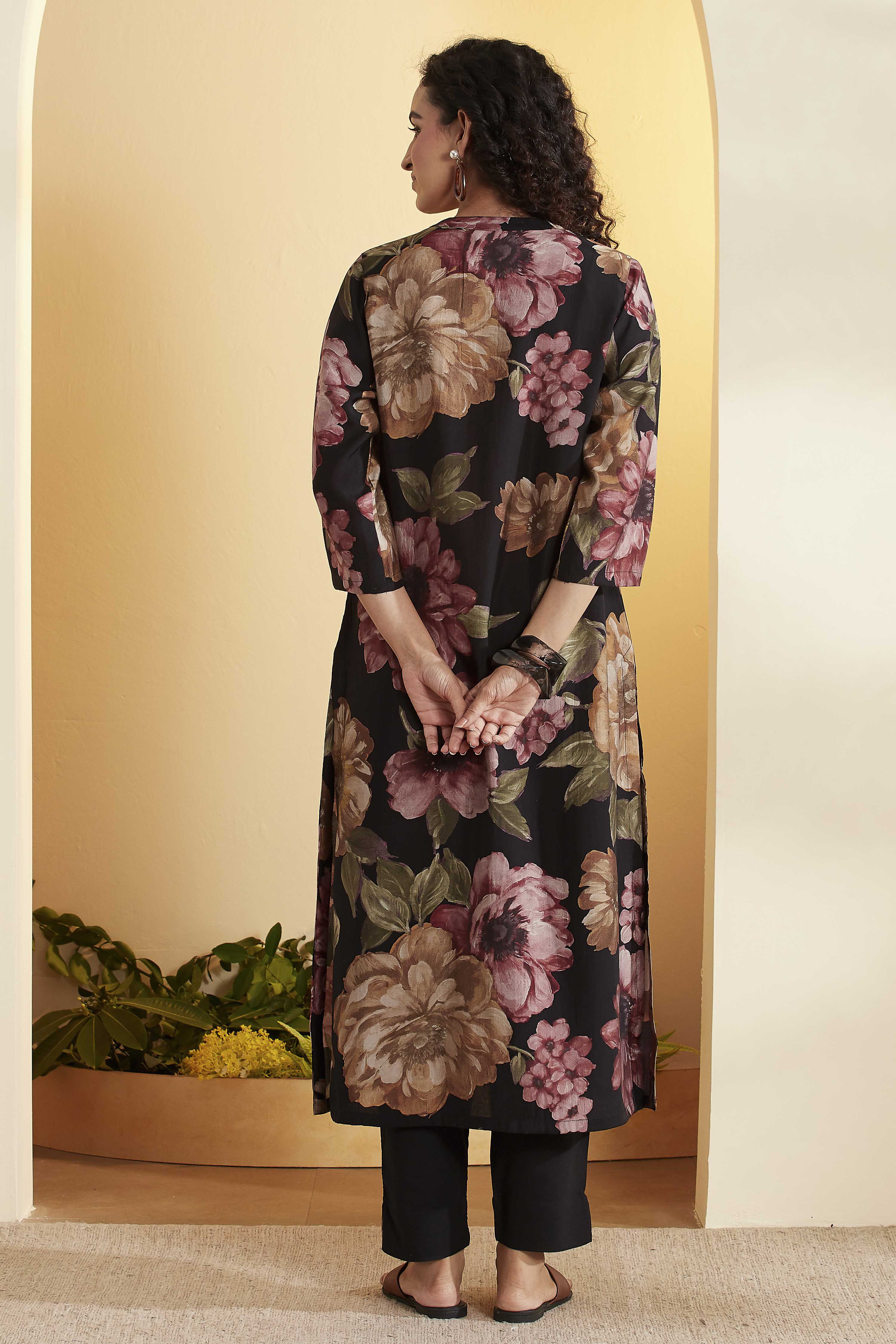 Black Poly Viscose A Line Kurta image number 4