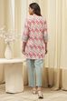 Off White Art Silk Straight Kurta Pant Suit Set image number 4