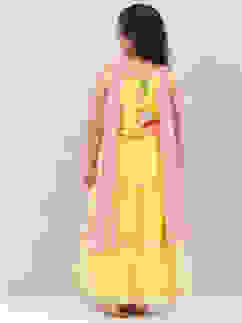 Lime Yellow Art Silk Lehenga Set image number 4