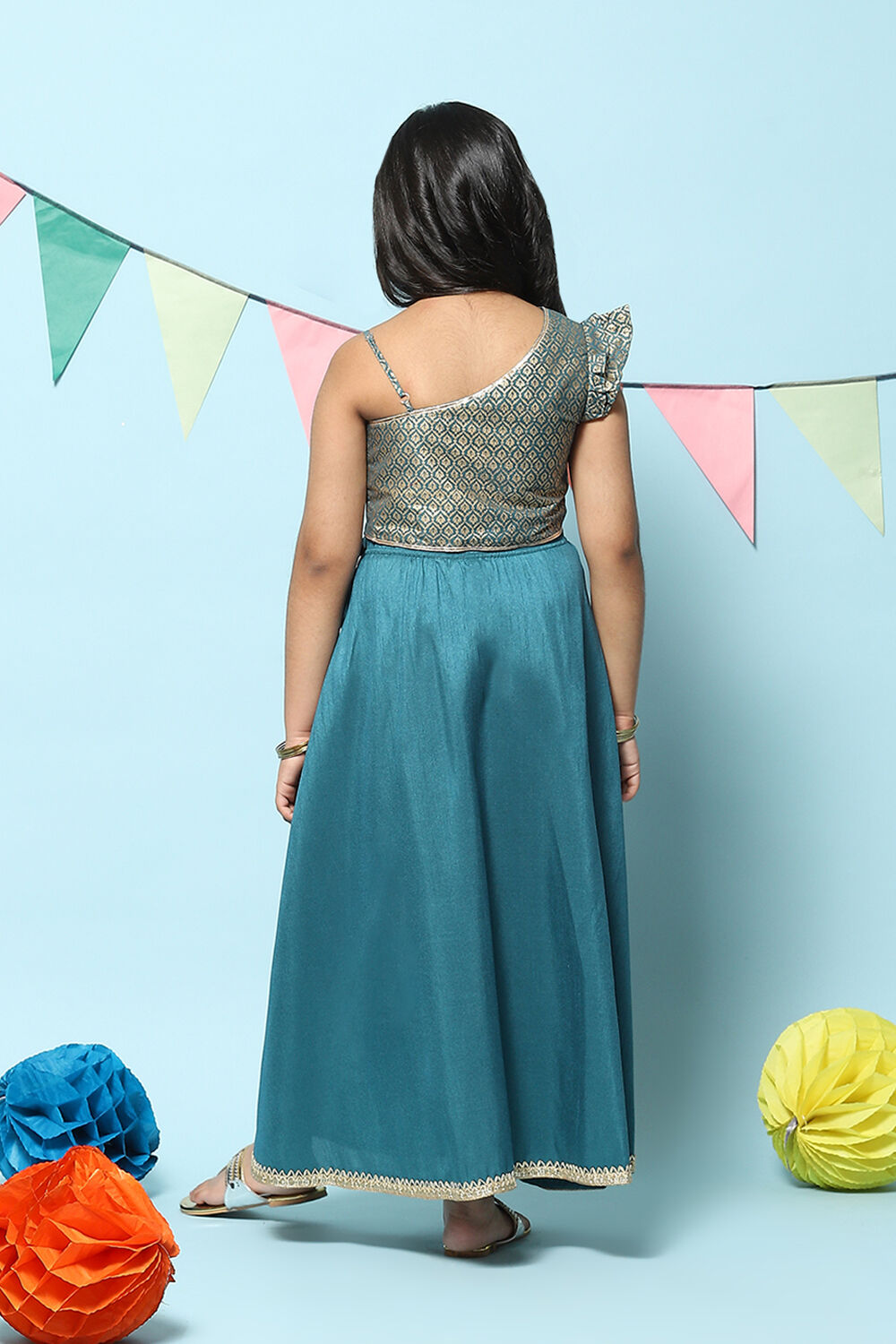 Berry Pink Art Silk Straight Lehenga Set image number 4