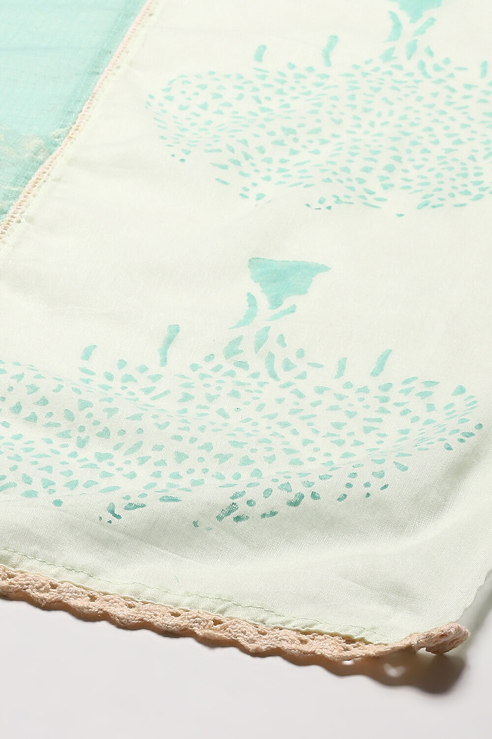 Turquoise Cotton Anarkali Solid Kurta Churidar Suit Set image number 3