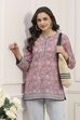 Rose Pink Polyester Straight Printed Kurti image number 0