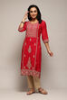 Pink Polyester Straight Yarndyed Kurta