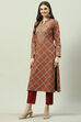 Green Acrylic Straight Printed Kurta image number 2