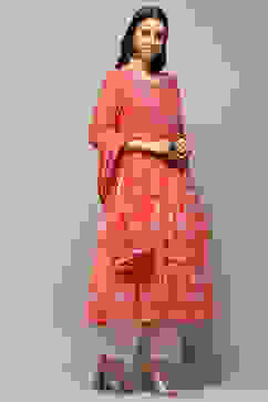 Coral Cotton Anarkali Suit Set image number 6