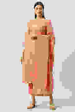 Blush Pink Printed Straight Kurta Regular Pants Suit Set image number 0