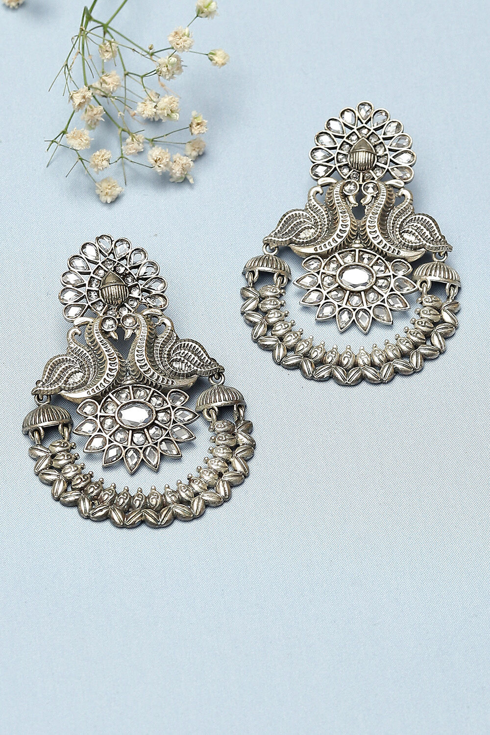 Buy Oxidised White Chandbalis Earrings for INR849.50 Biba India