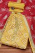 Yellow Silk Blend Printed Unstitched Suit Set image number 0