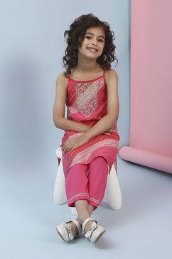Pink Viscose Blend Kurta Pants Set image number 0