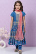 Blue Cotton Anarkali Kurta Churidar Suit Set