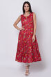 Red Cotton A-Line Printed Kurta image number 2