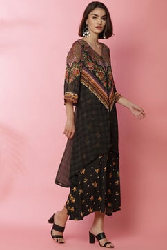 Black Art Silk Fusion Dress image number 3