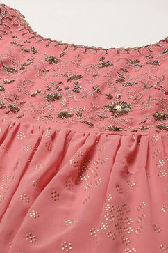 Blush Pink Polyester Flared Solid Dress image number 1