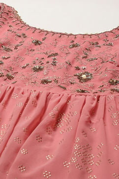 Blush Pink Polyester Flared Solid Dress image number 1