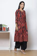 Teal LIVA Flared Printed Kurta Dress image number 4