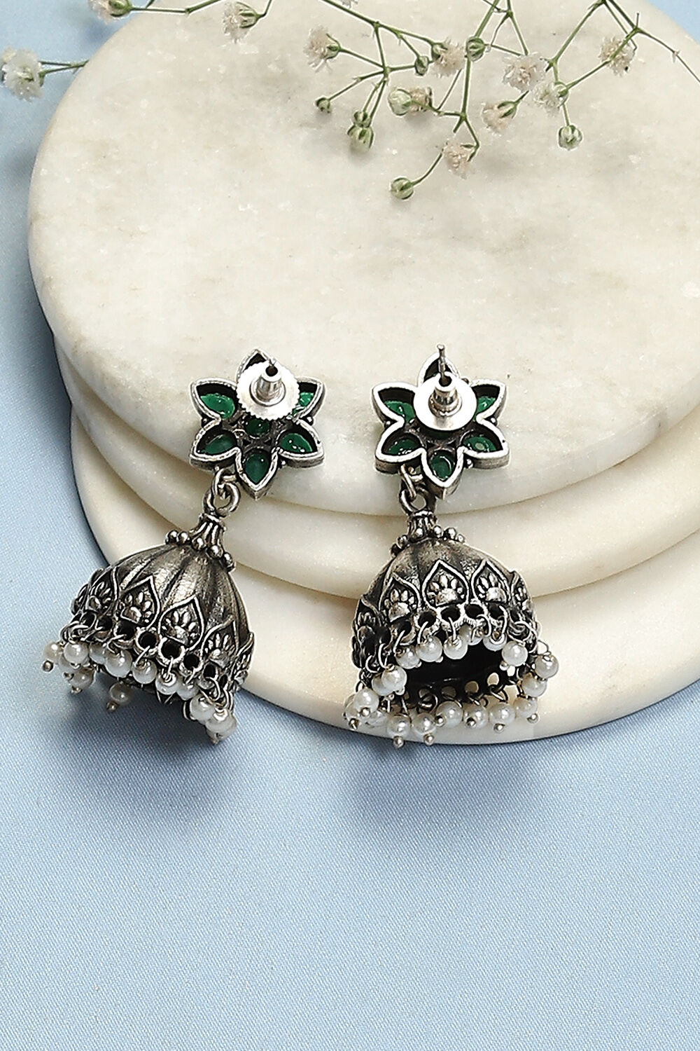 Green Brass Earrings image number 2