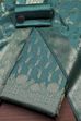 Turquoise Cotton Printed Embroidered Unstitched Suit Set image number 0
