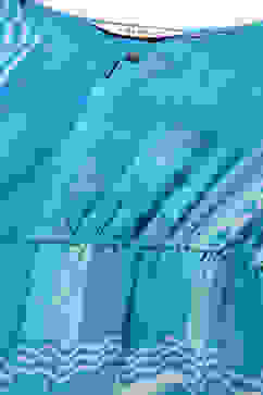 Blue Cotton Blend Tiered Printed Dress image number 1