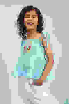 Sky Blue Cotton A-Line Top image number 3