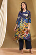 Midnight Blue Modal Floral Asymmetric Kurta Set image number 6
