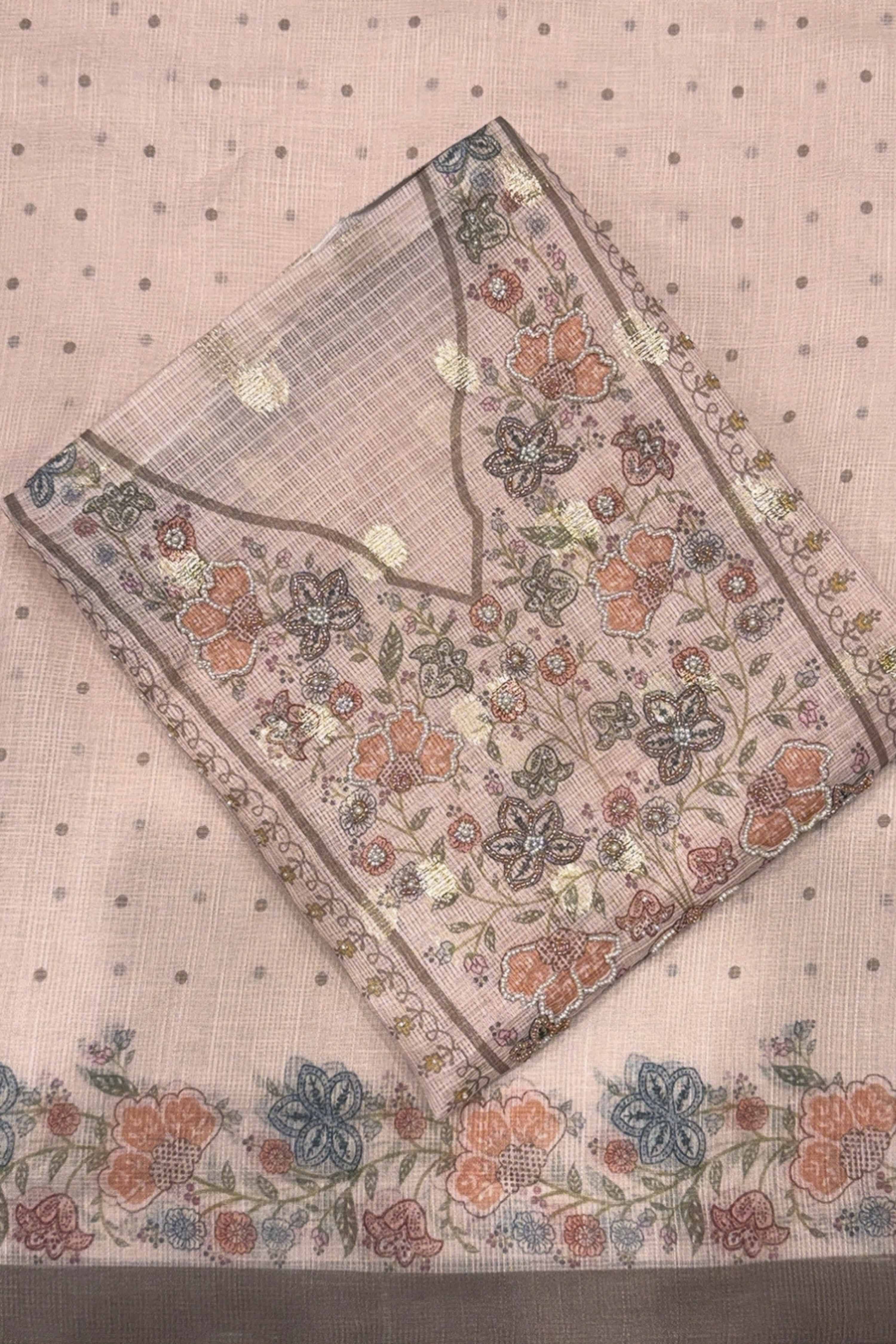 Purple Cotton Printed Unstitched Suit Set image number 1
