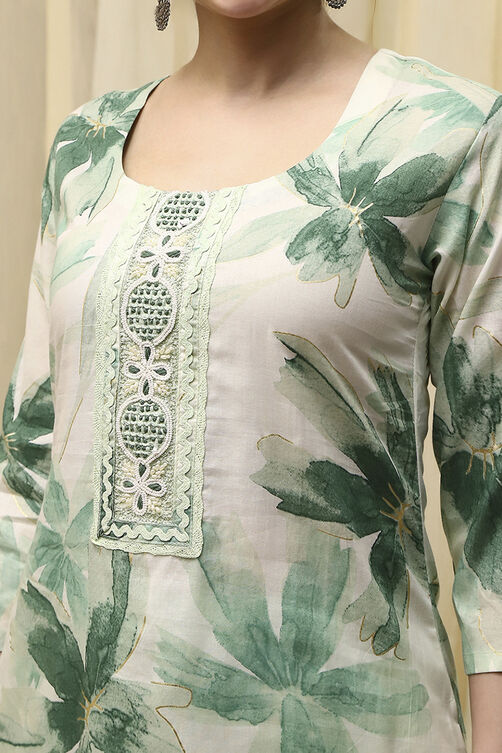 Pink Cotton Printed Floral Unstitched Suit Set image number 2