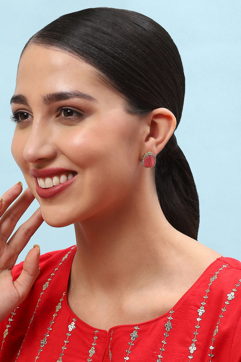 Light Pink Brass Earrings image number 1