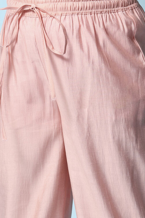 Pink Cotton Blend A-Line Kurta Sharara Suit Set image number 2