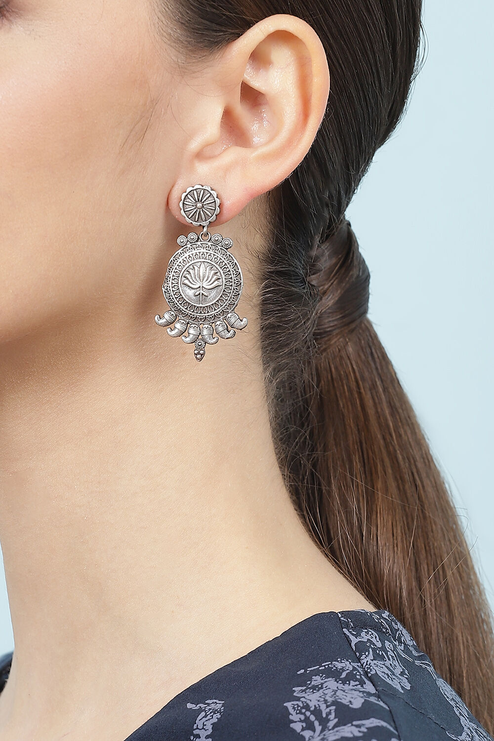 Silver Oxidised Earrings image number 1