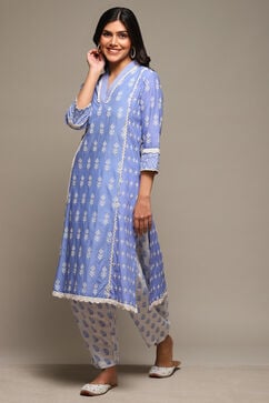 Lilac Cotton Straight Embroidered Kurta image number 2