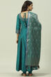 Teal Poly Viscose Anarkali Kurta Churidar Suit Set image number 4