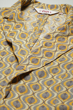 Mud Ochre Rayon Printed Jacket image number 6