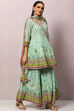 Mint Green Cotton Sharara Kurta Garara Suit Set image number 6