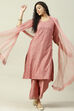 Onion Pink Cotton Silk Straight Kurta Palazzo Suit Set