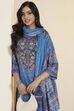 Blue Cotton Printed Straight Kurta Set image number 1