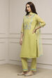 Peach Art Silk A-Line Kurta Regular Pant Suit Set image number 3