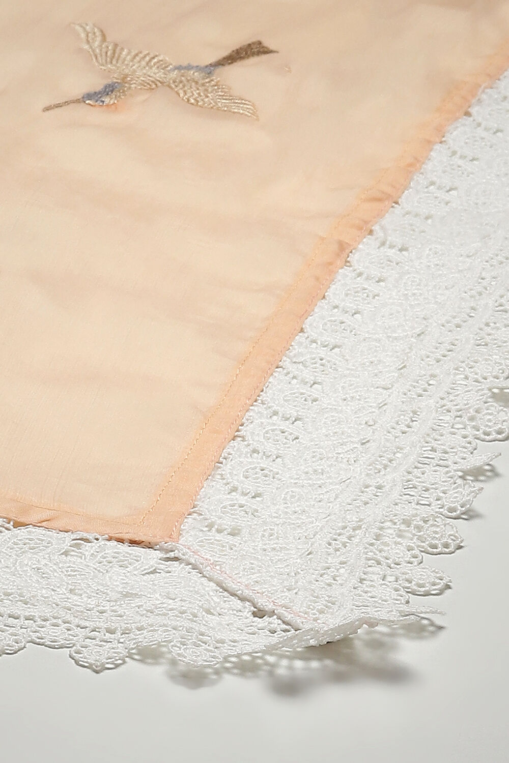 Peach Organza Lace Unstitched Suit Set image number 4