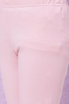 Pink Cotton Blend Flared Kurta Churidar Suit Set image number 3