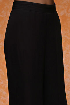 Black Polyester Embroidered Sharara Suit Set image number 1