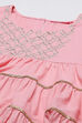 Onion Pink Cotton Girls Flared Kurta Churidar Suit Set image number 1