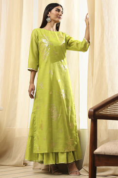 Green Poly Chanderi  Dress image number 4
