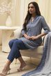 Grey & Pink Art Silk Straight Kurta Pant Suit Set image number 0