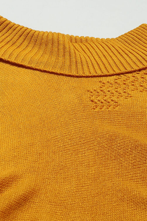 Yellow Acrylic Straight Yarndyed Sweater image number 5