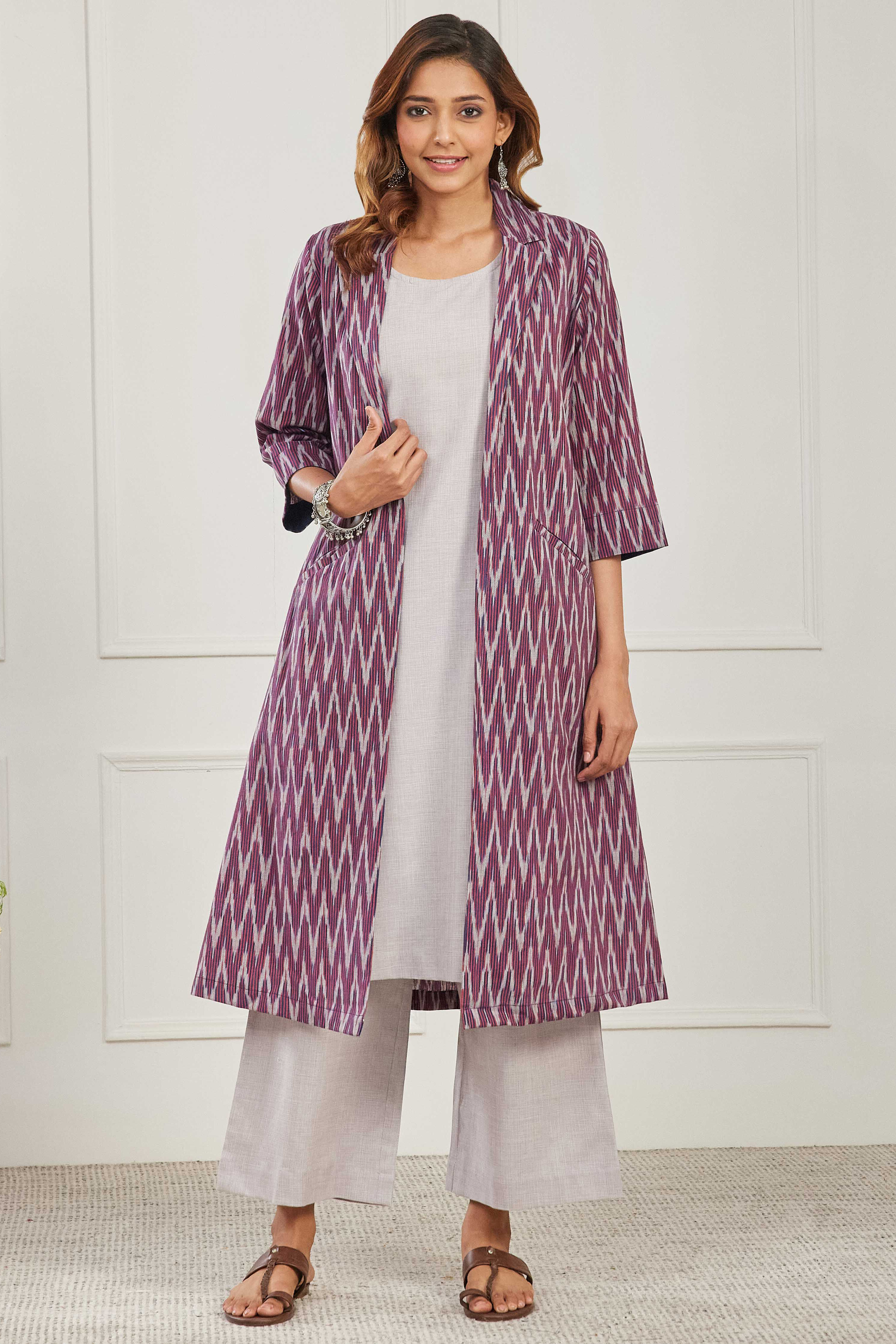 Maroon Cotton Straight Fusion Set image number 0