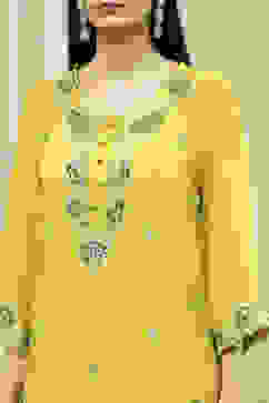 Lime Green Embroidered Straight Suit Set image number 1