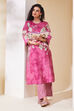 Pink Cotton Straight Kurta Pants Set