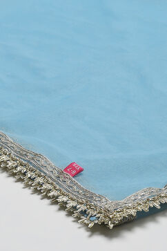 Pink & Blue Cotton Short Top Lehenga Set image number 3