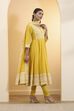 Yellow Cotton Embroidered Anarkali Kurta Set image number 5