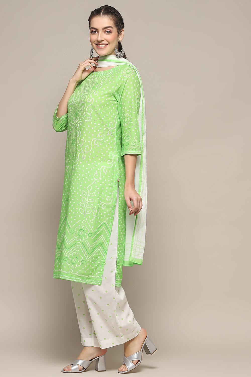 Aqua Blue Voile Straight Kurta Palazzo Suit Set image number 4