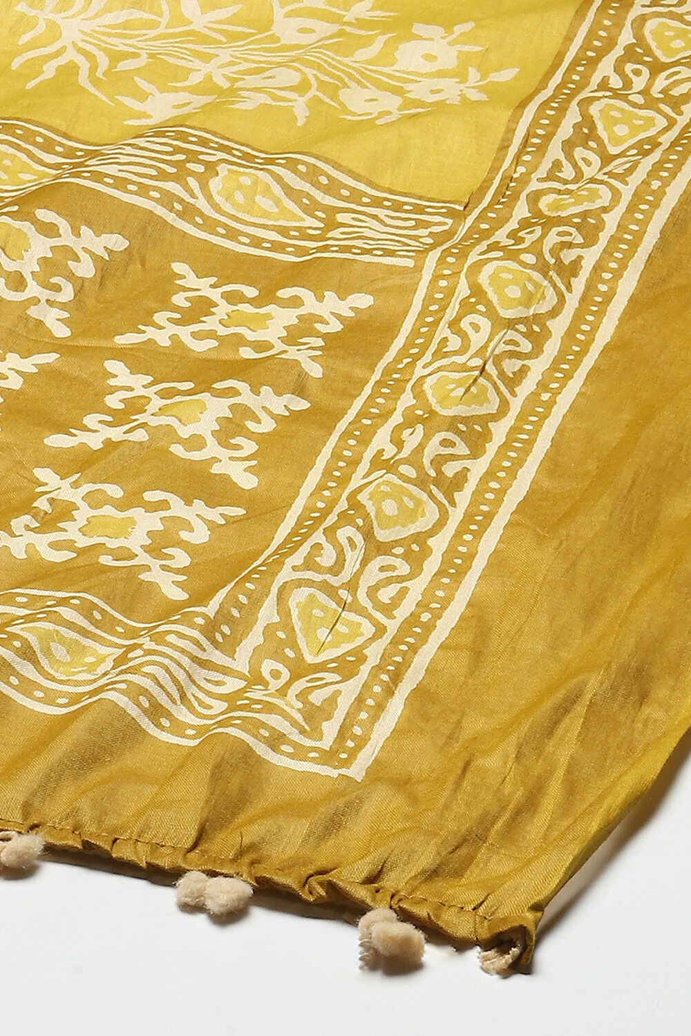 Green Cotton Screen Printed Unstitched Suit Set image number 4